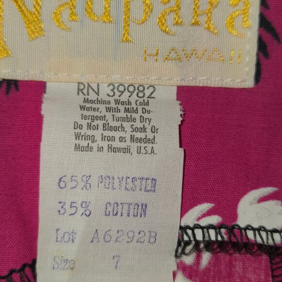 Vtg Naupaka Hawaii Size 7 Dress Off Shoulder Collar Aloha Vacation Beach Luau - Picture 14 of 15